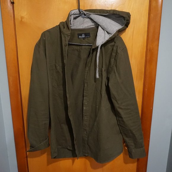 Dark Green Jacket with Gray Hoodie - Picture 2 of 2